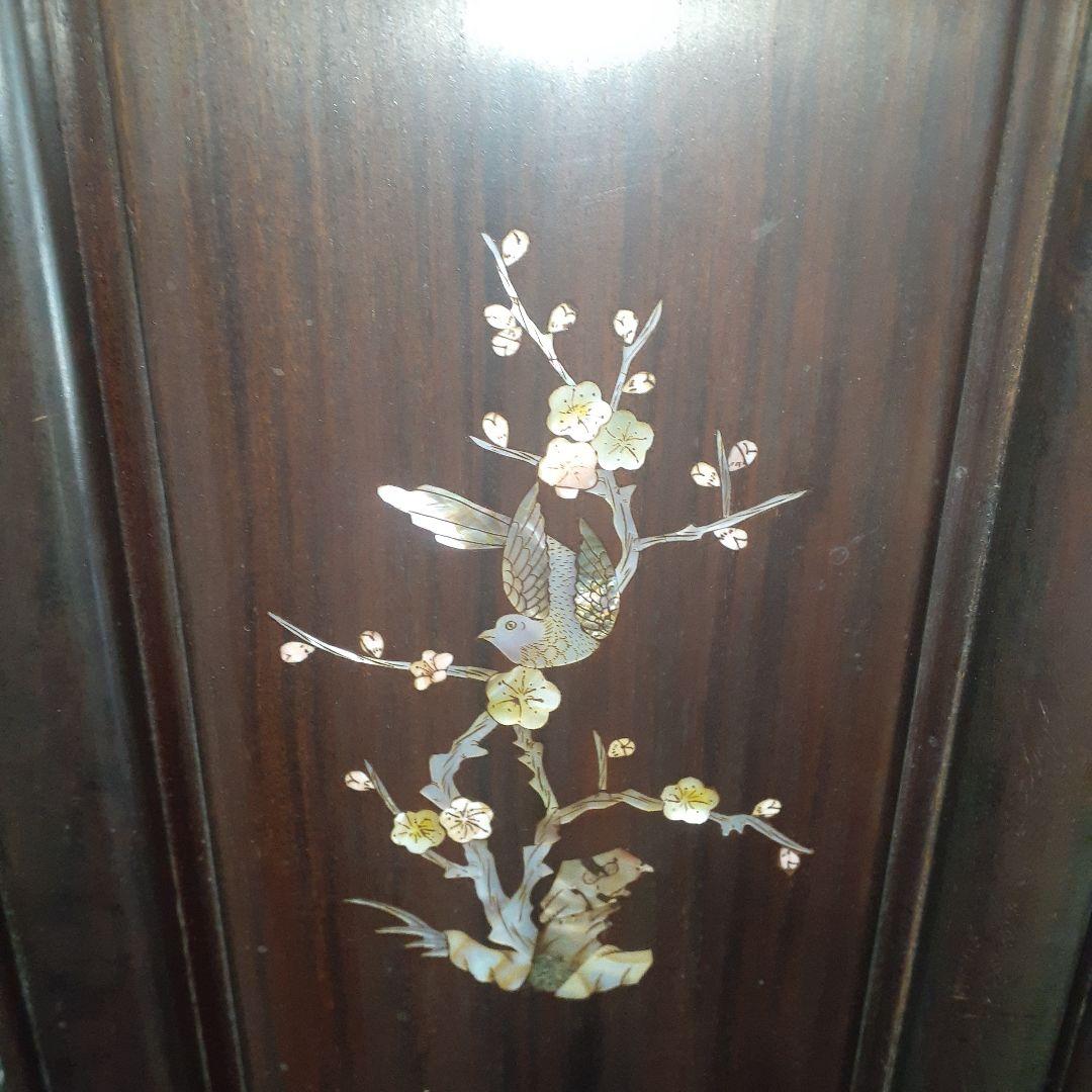 【貴重】アンティークチェア 唐木 中国 花梨 螺鈿 花鳥図 レトロ