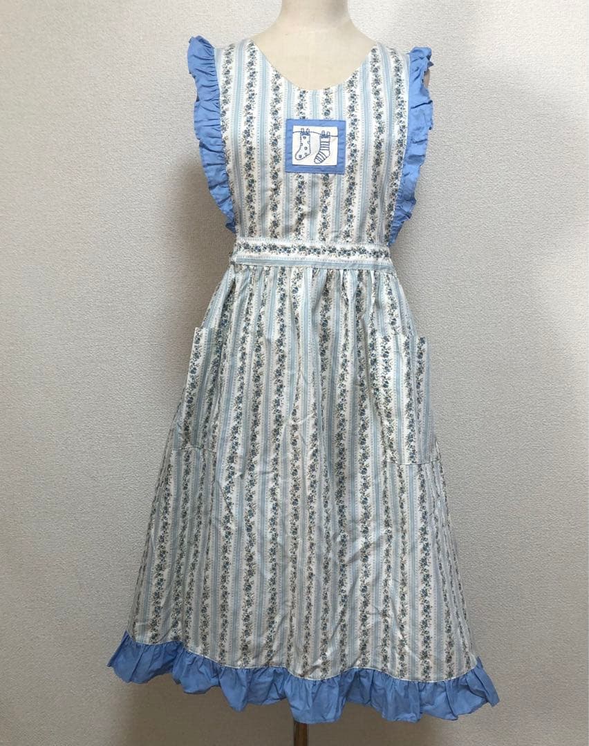 花柄 フリル エプロンドレス ヴィンテージ 日本製