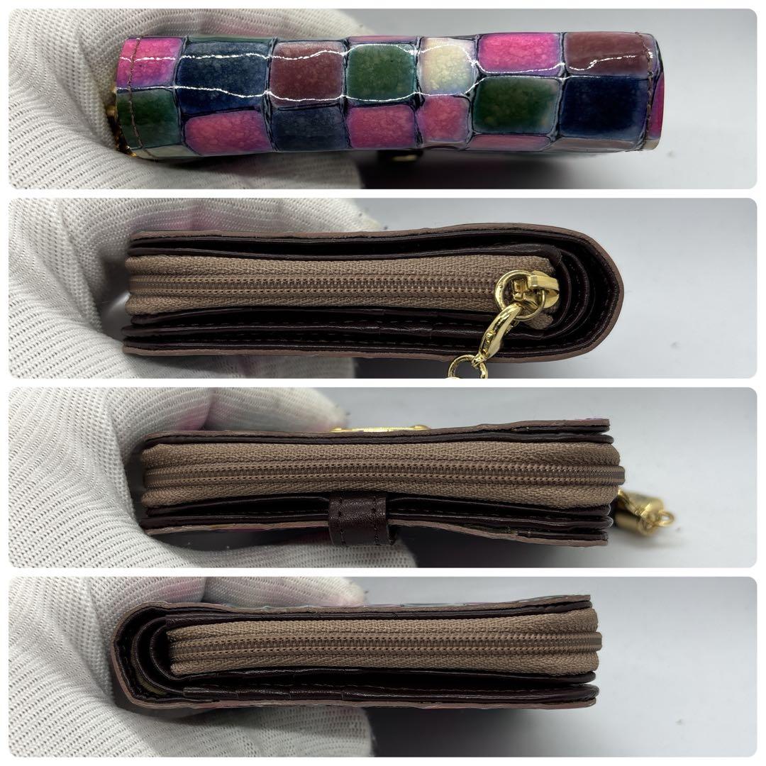 【美品】アタオ　2つ折り財布　メリヴィトロ　シャルトルブルー　ステンドグラス