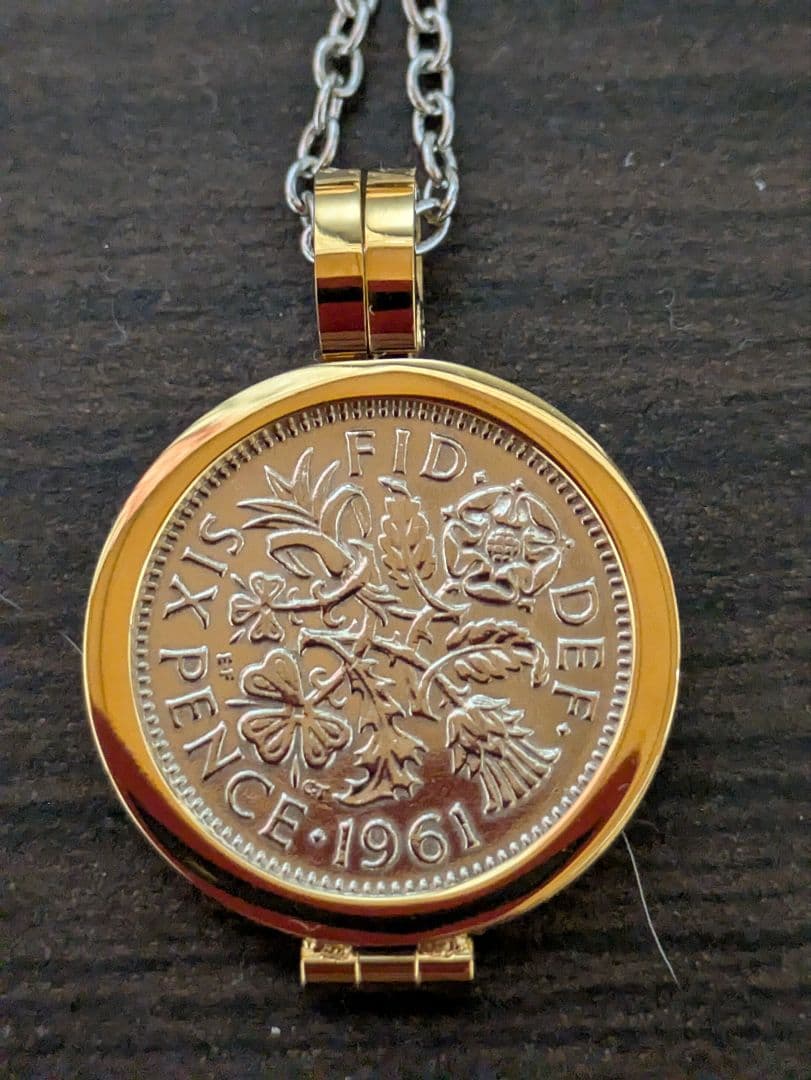 1961年シックスペンスペンダント　チェーン50cm　年代物