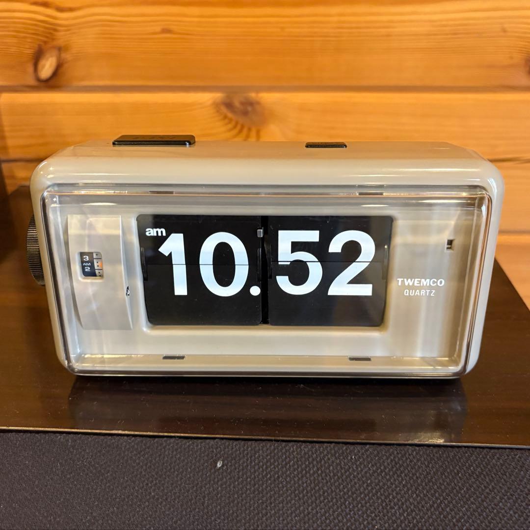 ★動作品★TWEMCO トゥエンコ パタパタ時計　AL-30グレー 目覚まし時計