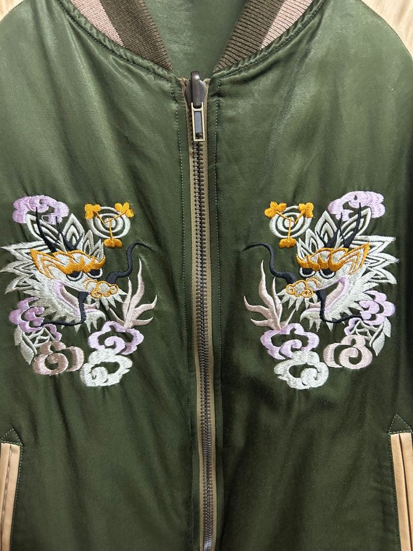 1piu1uguale3 リバーシブル龍刺繍高級スカジャン定価154,000円V