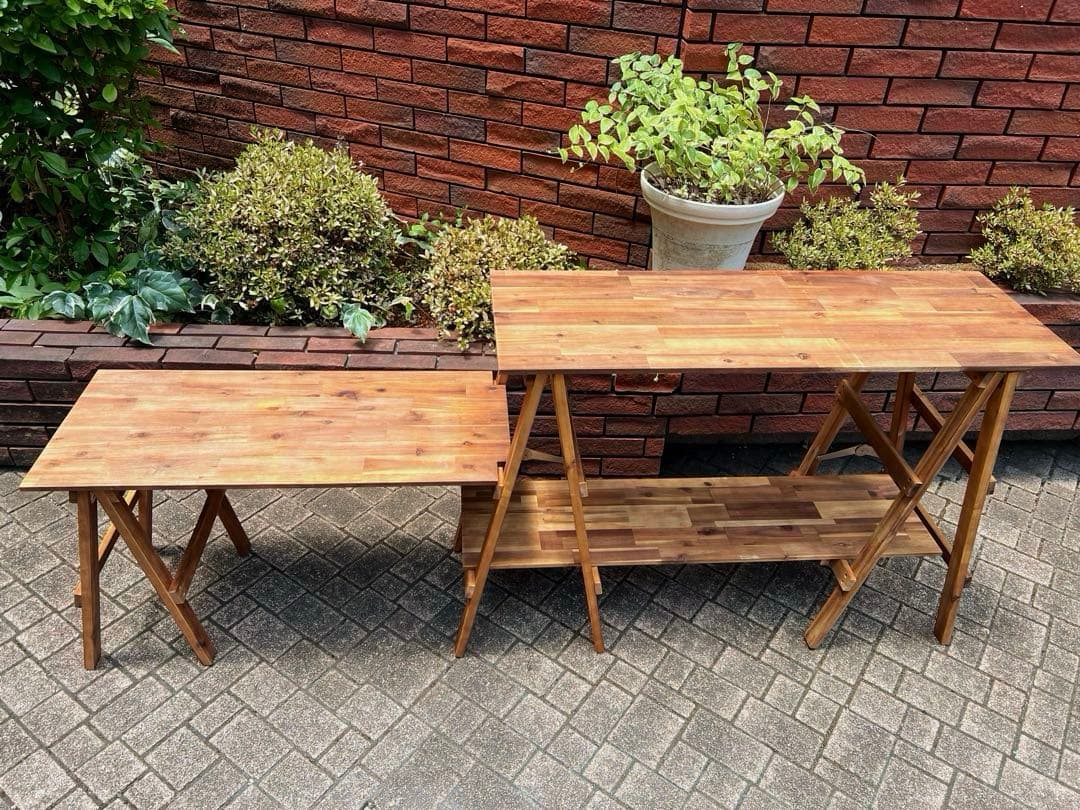 アカシア 木製キッチンラック112cm＋オプションテーブル＋専用バッグ付き！