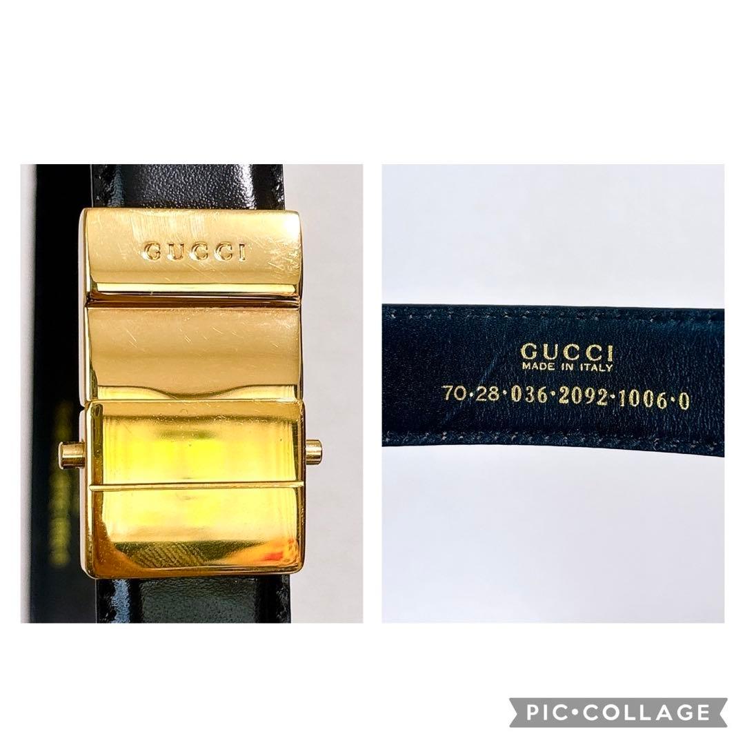 GUCCI グッチ レザー 本革 ベルト ゴールドバックル ブラック イタリア製