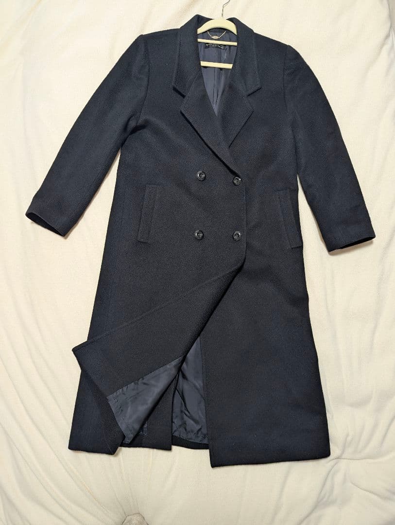 カシミヤ100% 黒 ブラック チェスターコート ロングコート