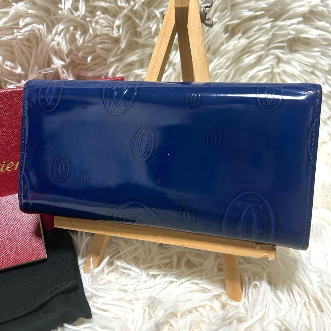 【希少 美品】カルティエ ハッピーバースデー　長財布 ブルー 青　日本限定色