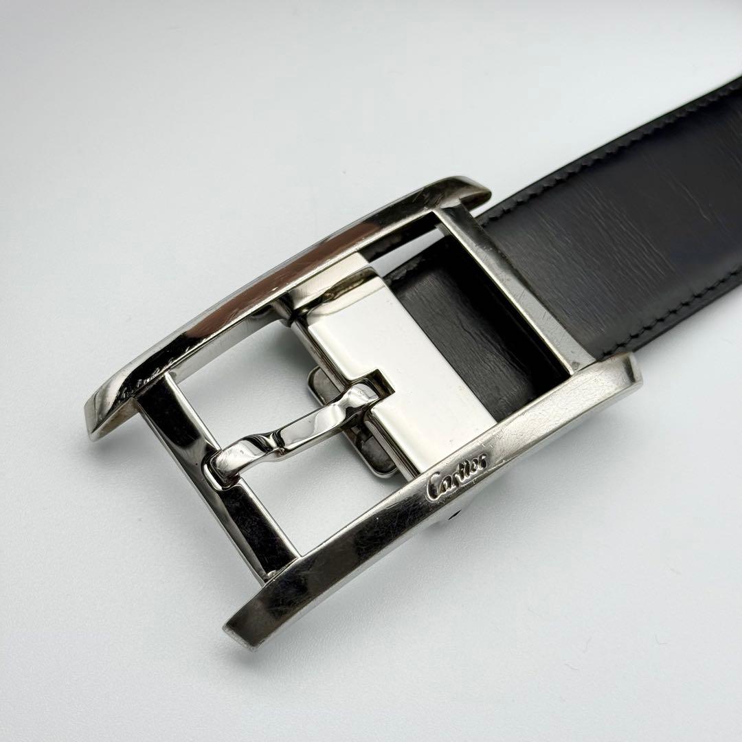 ✨良品✨Cartier タンク ベルト 本革 シルバー金具メンズ 純正ベルト