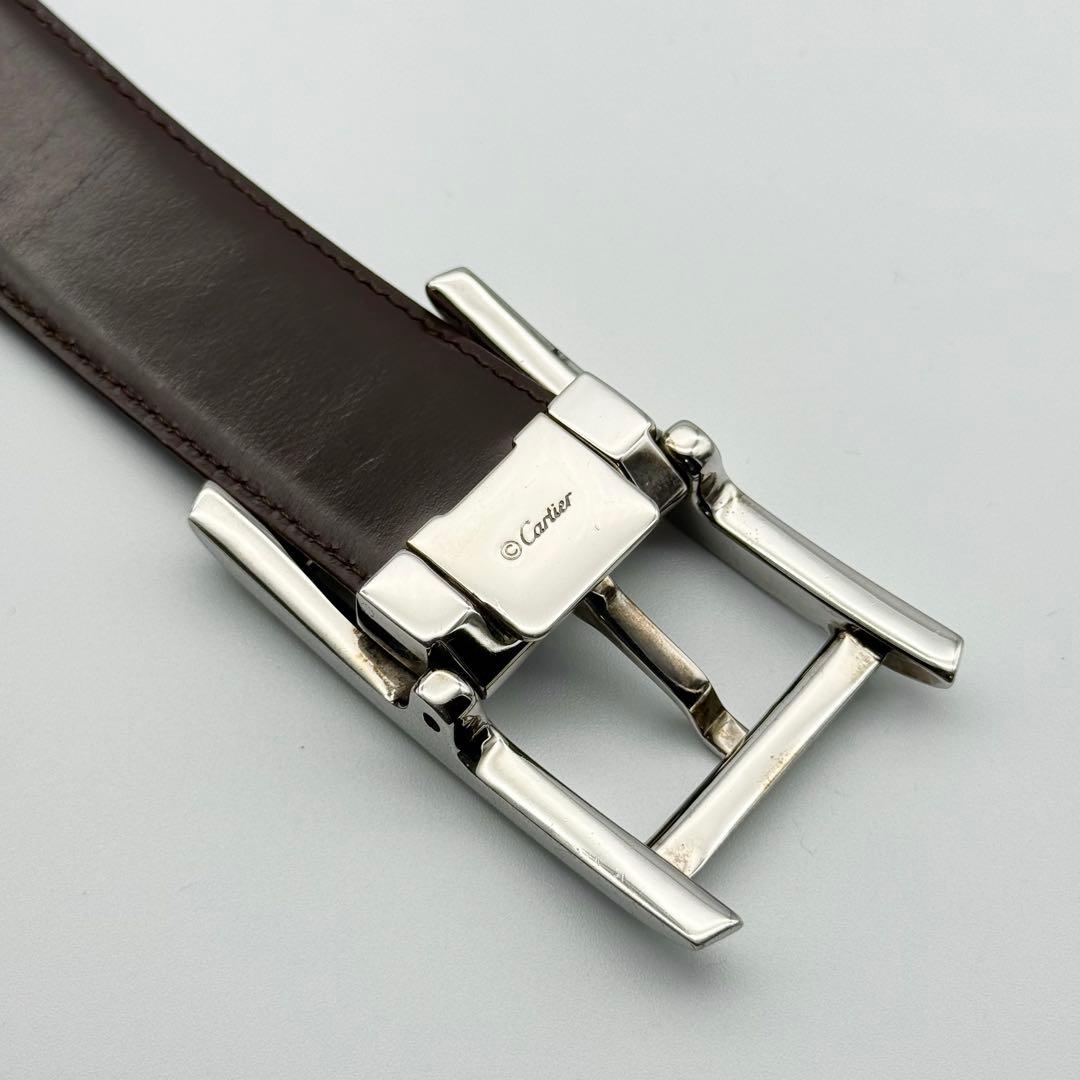 ✨良品✨Cartier タンク ベルト 本革 シルバー金具メンズ 純正ベルト
