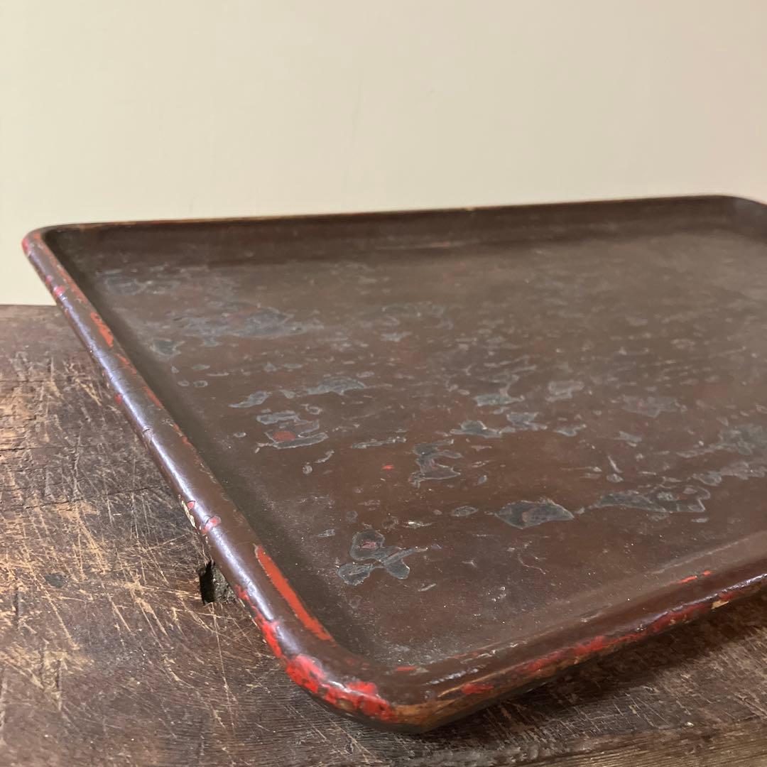 古民芸　盆　朱塗　〜明治時代頃　根来　矢部盆　讃岐盆　根来盆　骨董品.酒器盆.