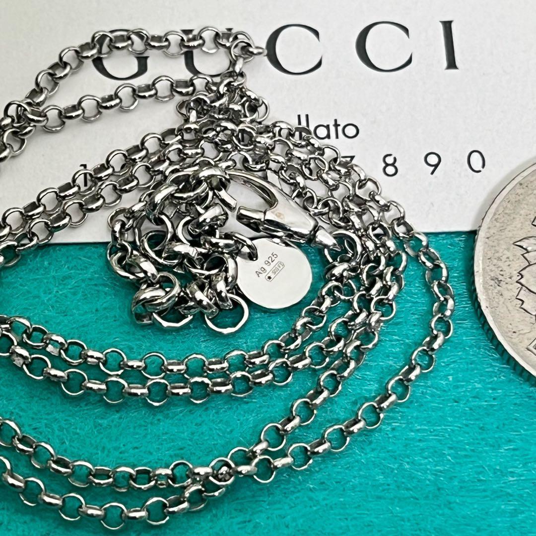 美品　GUCCI 2.2ミリ クロームチェーンネックレス