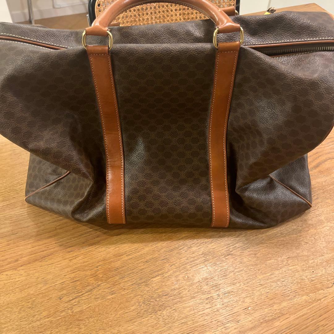 CELINE ブラウン マカダム柄 レザーボストンバッグ　南京錠あり