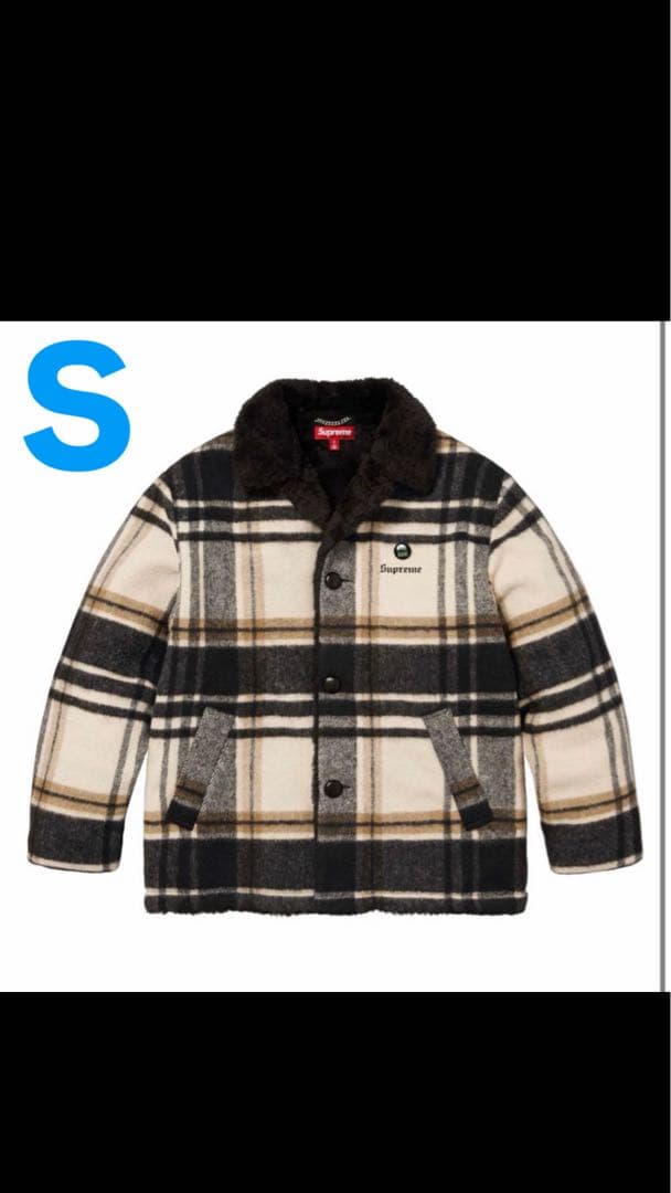 supreme Plaid Car Coat Cream カーコート S