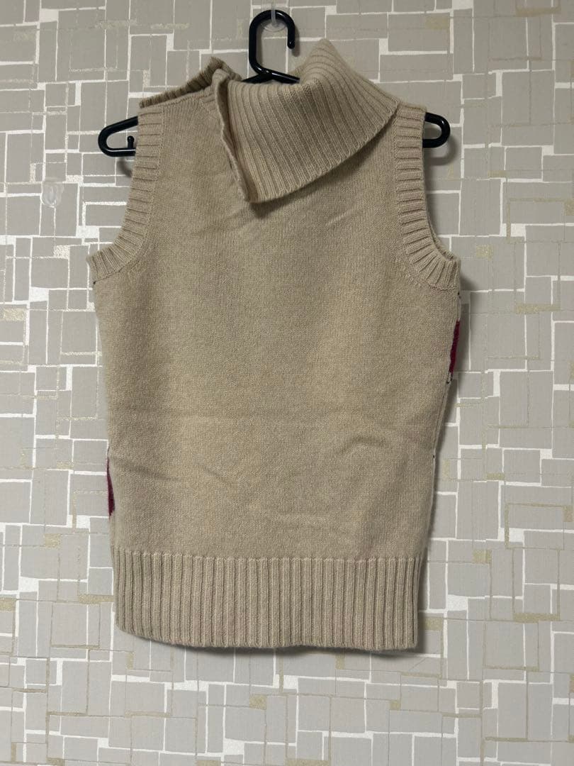 Burberry アーガイル　タートルネック　ノースリーブ　ニット