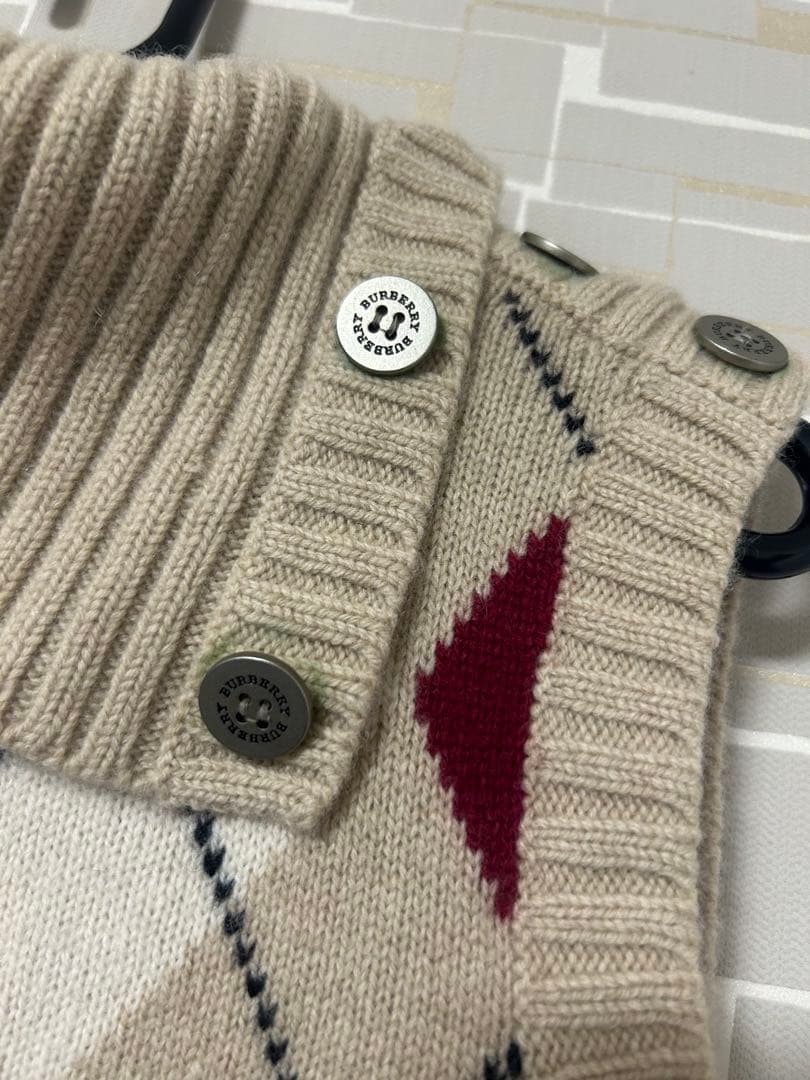 Burberry アーガイル　タートルネック　ノースリーブ　ニット