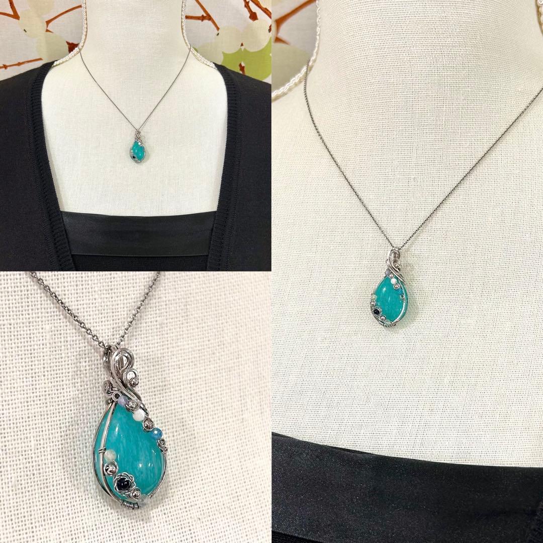 ロシアンブルーページ☆リクエスト3点 ワイヤーラップ アート ジュエリー