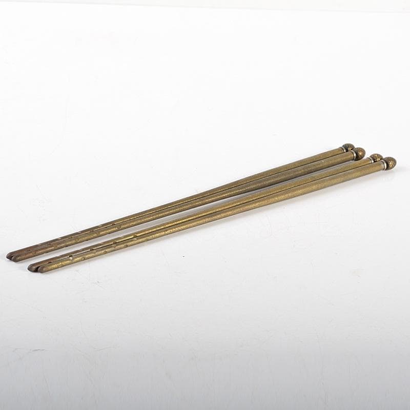 茶道具　黄銅　松笠頭　火箸　2組　時代箱付　C　6069