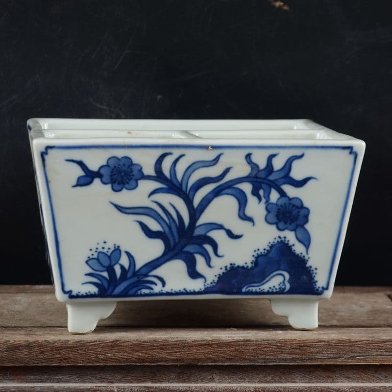 清乾隆帝手画鯖石榴花四方升斗 文房案頭 書道具 文房具 現代工芸品美術品 置物