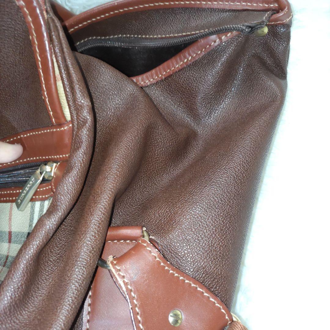 【人気のレザー＆ノバチェック】BURBERRY ボストンバッグ 肩かけ有