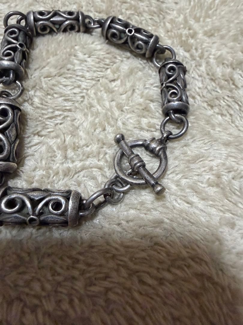 重厚感 シルバーカラーブレスレット デザインブレス