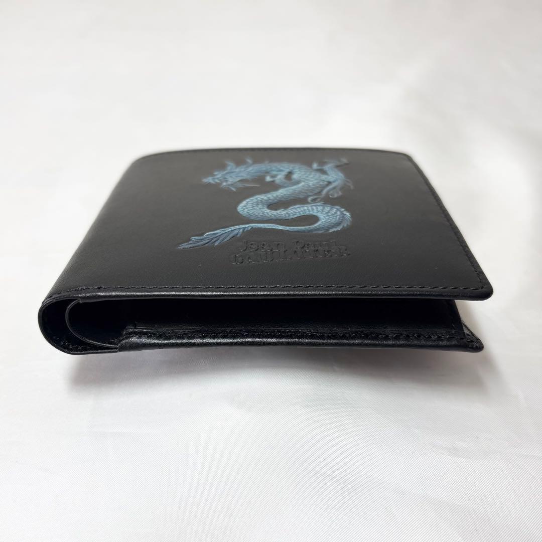 【新品】　ジャンポールゴルチエ　ドラゴン　二つ折り財布　ロゴ　ブラック　希少