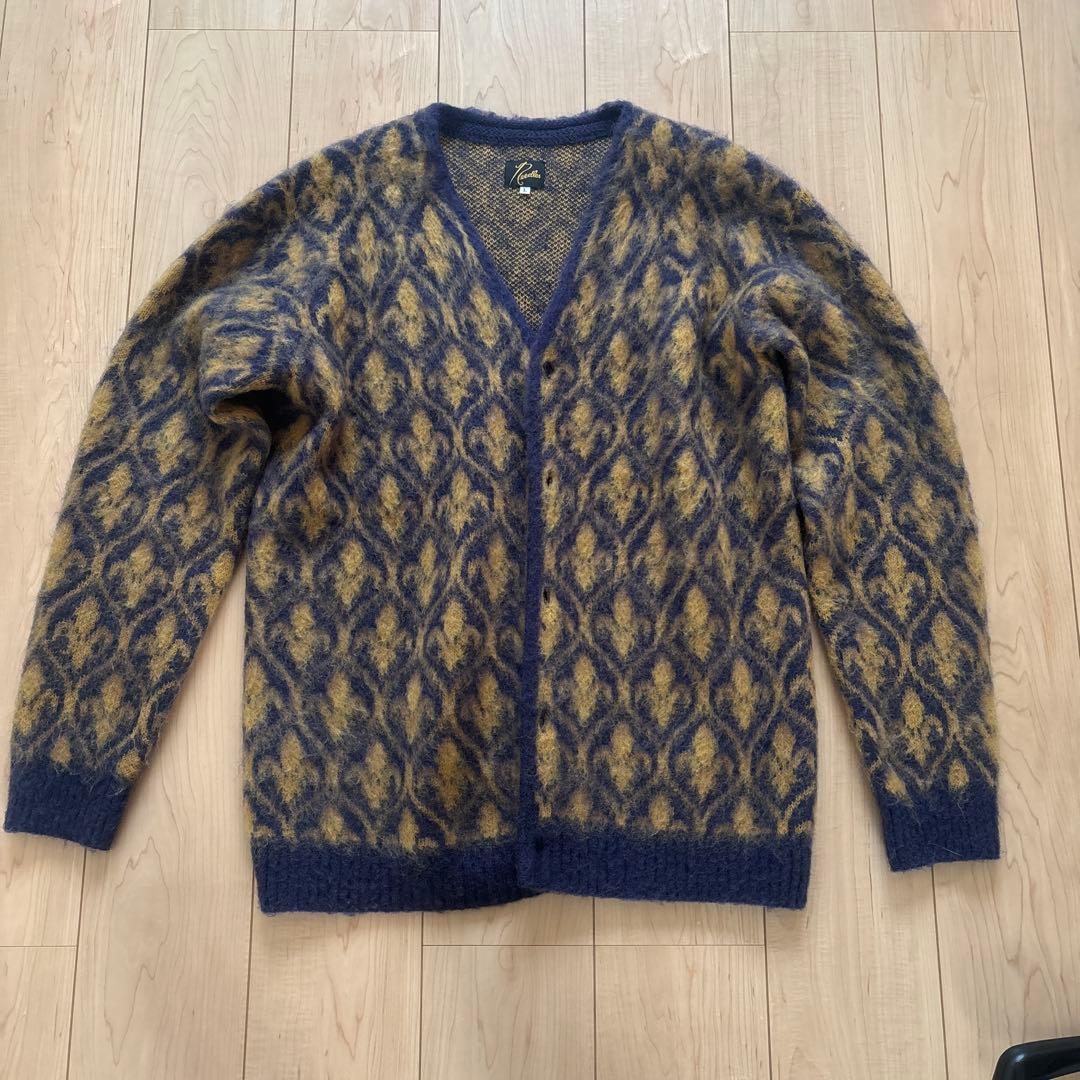 Needles カーディガン L ネイビー/イエロー