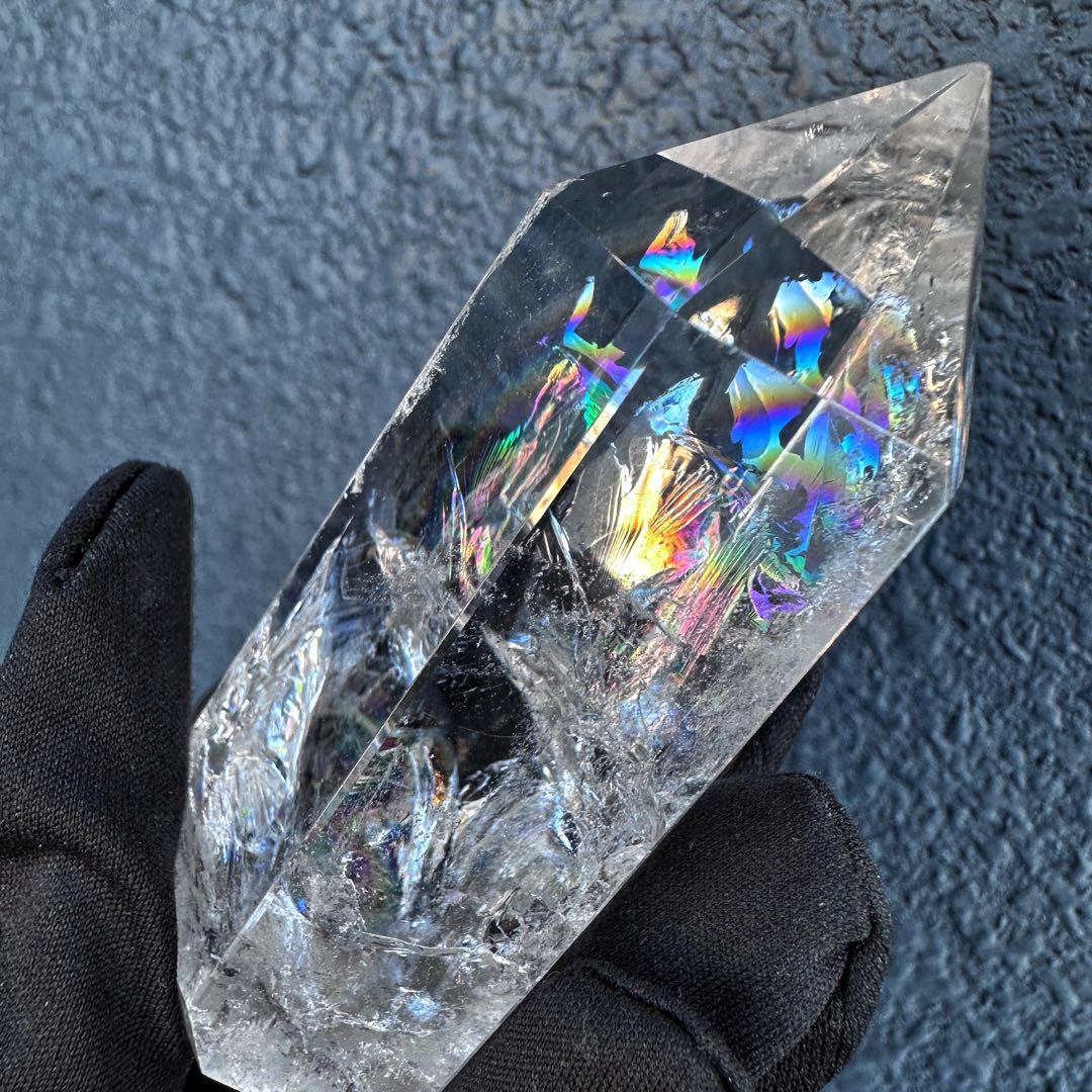 絶品❗アゼツライト☆レインボー☆ヒマラヤ水晶六角柱パワーストーン天然石A1302