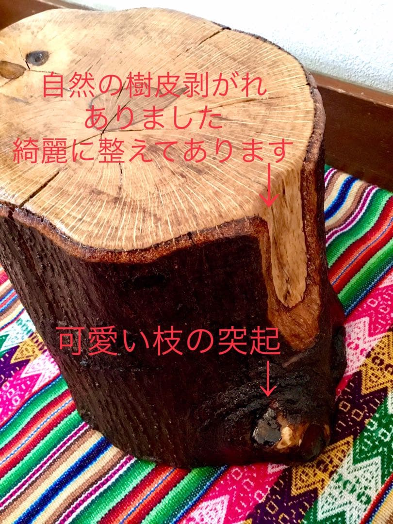 完売　天然樫の木で作成【森を感じられる切り株台】ミニテーブル/切り株椅子