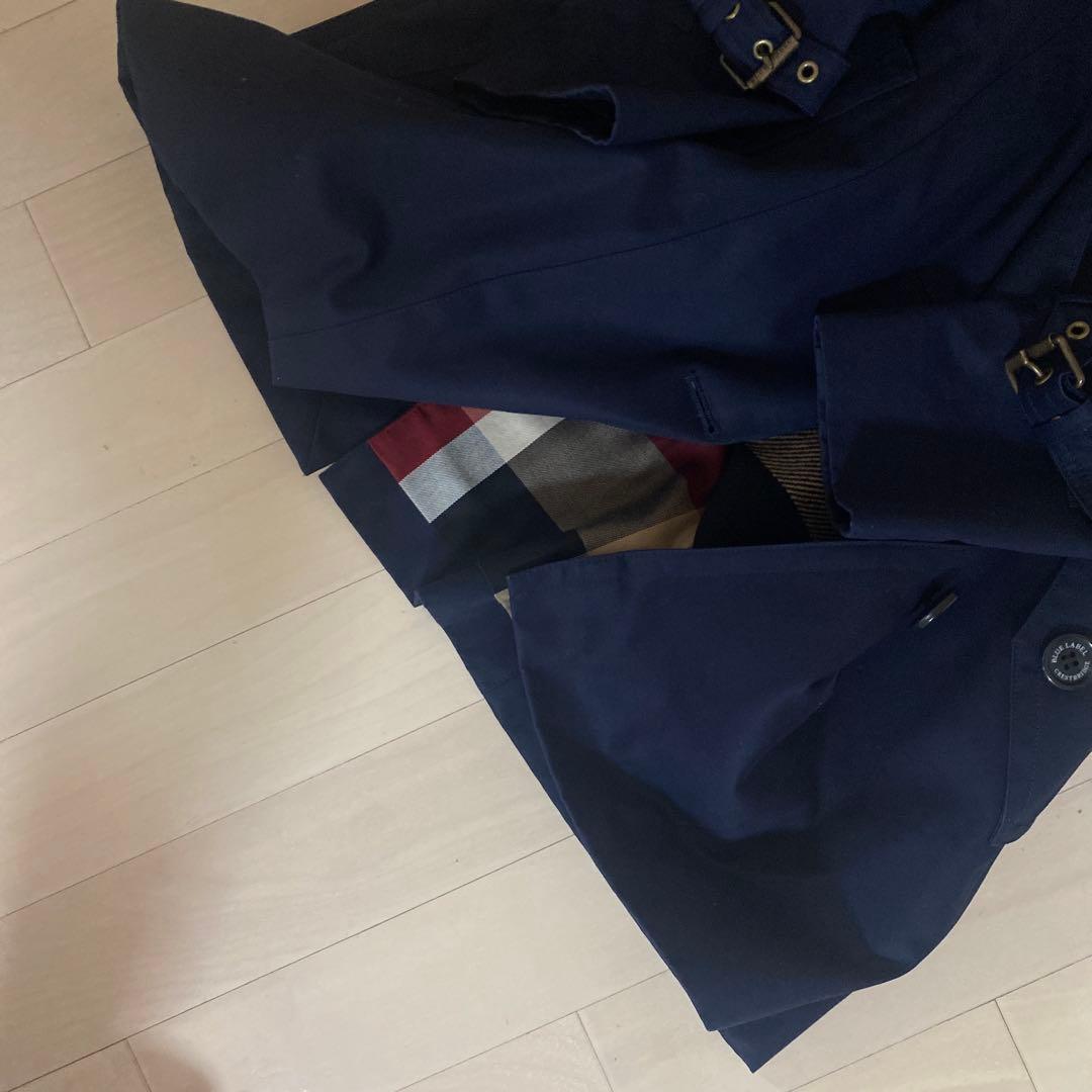 美品ブルーレーベルCRESTBRIDGE ライナー付きショート丈トレンチコート紺