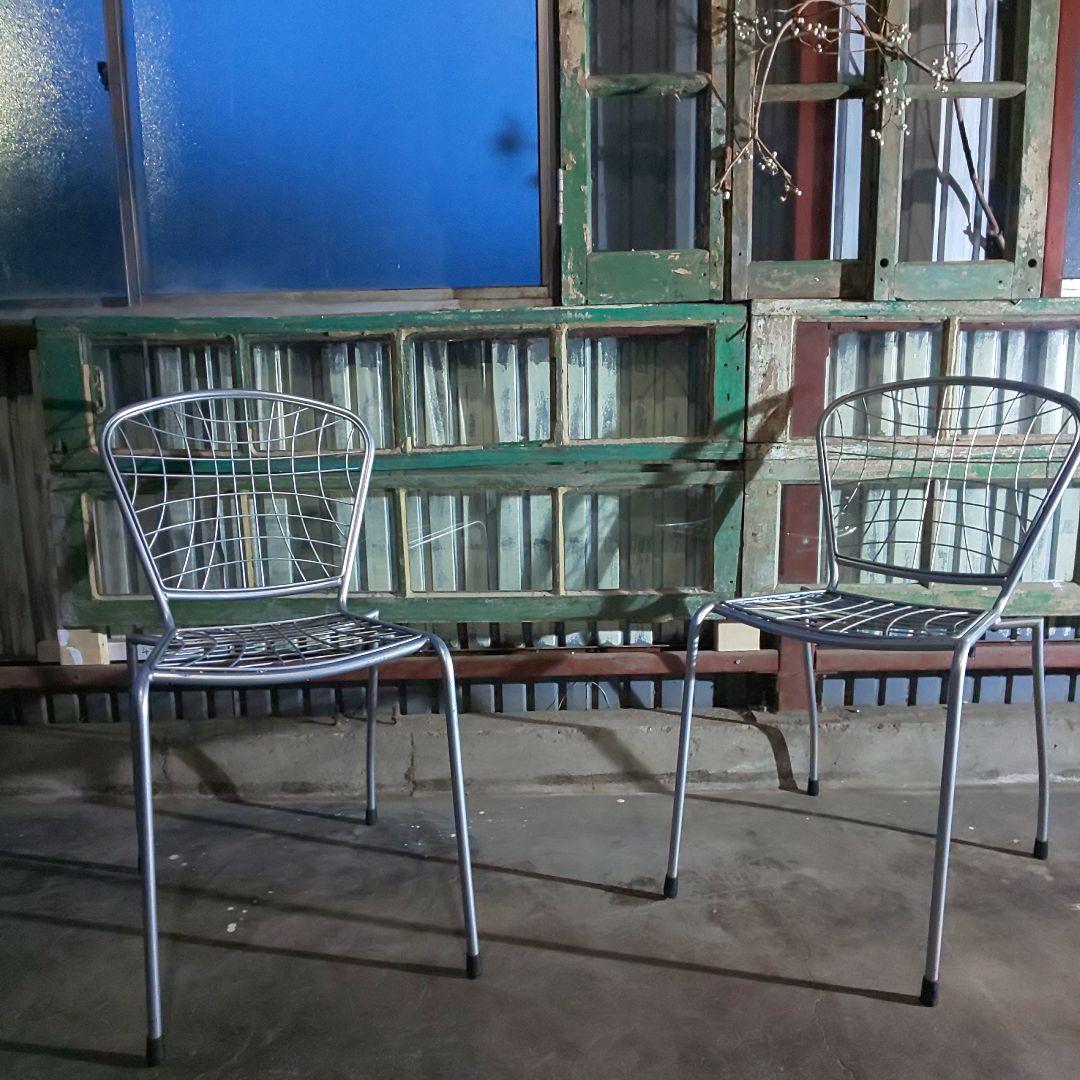 ワイヤーチェア デザイナーズ サイドチェア ガーデンチェア 2脚セット