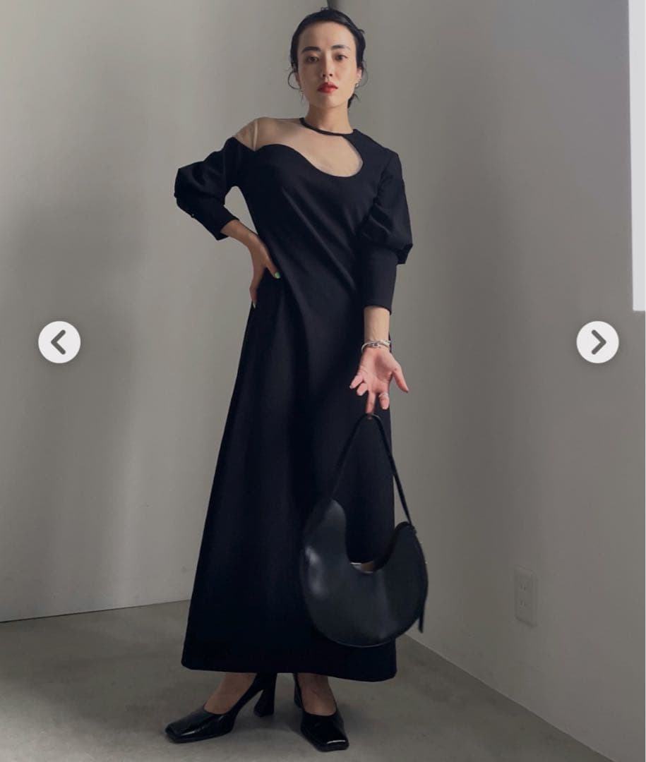 ワンピース AMERI LAKE CURVE TRICOT RIB DRESS