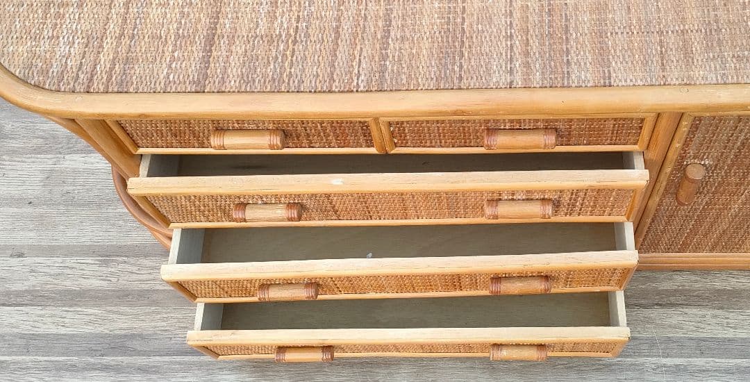 [ビンテージ]ラタン キャビネット サイドボード 籐