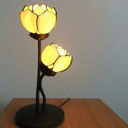 ステンドグラス二灯式ライト一点物新品