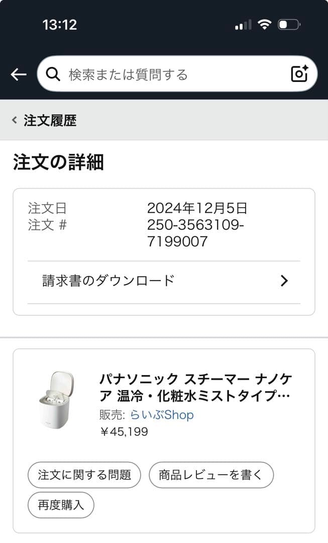 Panasonic EH-SA0B スチーマー ナノケア フェイススチーマー