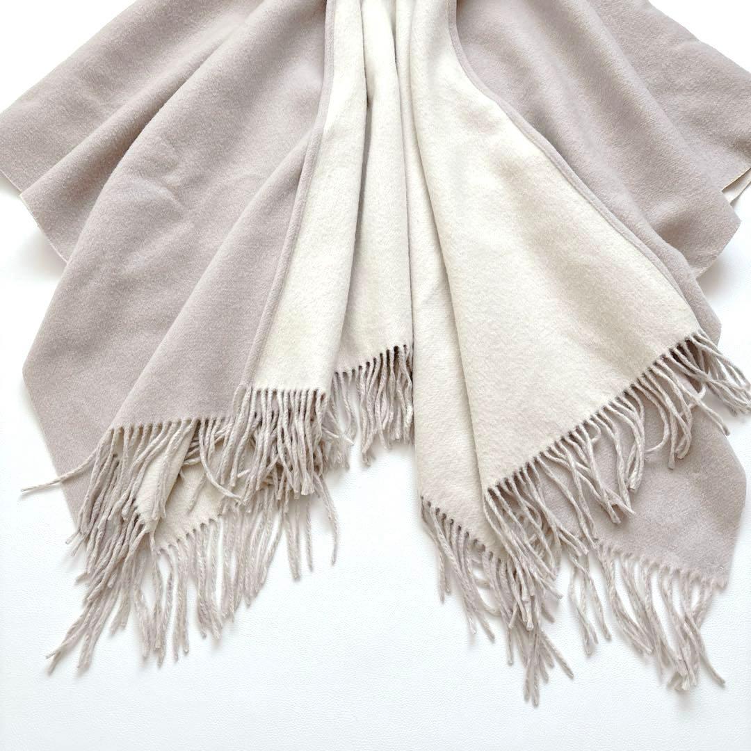 グレースコンチネンタル ウールフードストール フリンジ ファー くすみピンク F