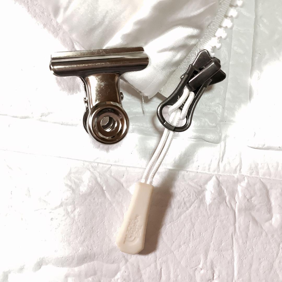 ○ノースフェイス ダウンベスト 550フィル 刺繍ロゴ ホワイト 白 L