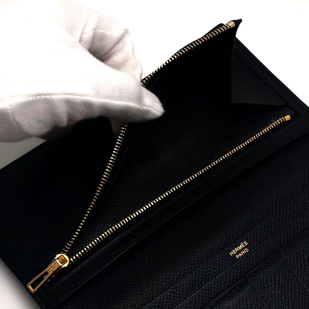 HERMES エルメス べアン スフレ 長財布 黒 ブラック ゴールド金具