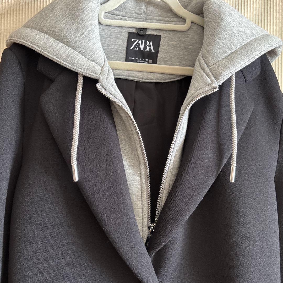 ZARA デタッチャブルフード コントラストコート　M〜L 美品