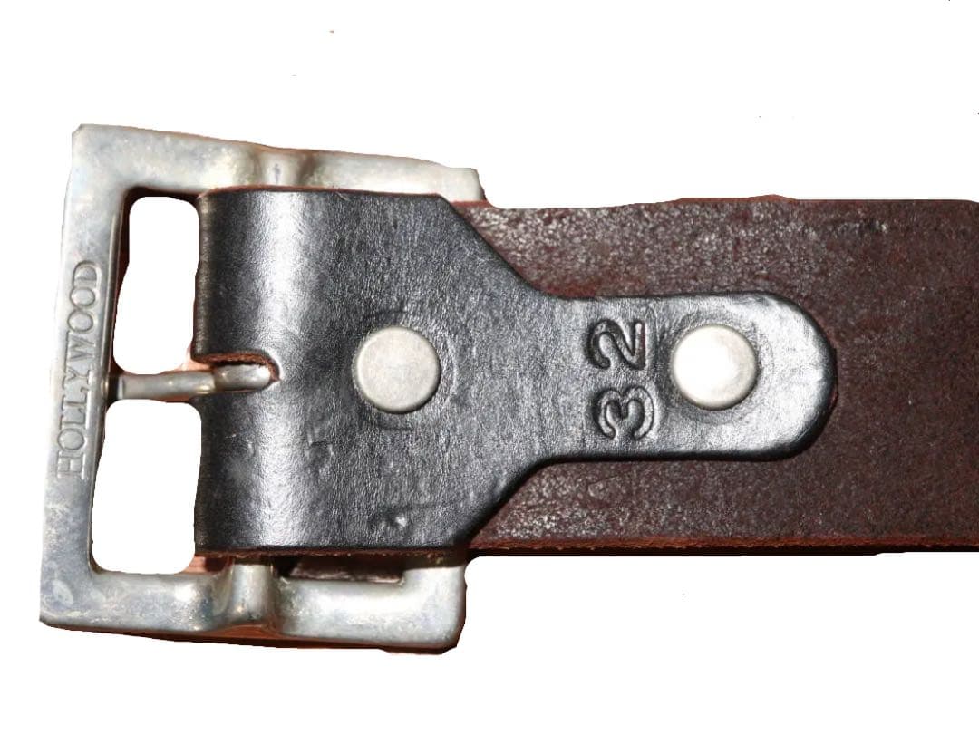 HTC　茶芯レザー　フラワースタッズベルト　32 ブラック 【美品】