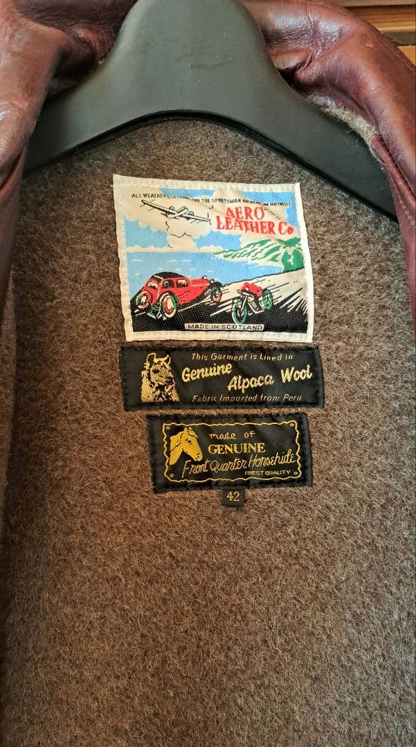 AERO LEATHER ハーフベルト 42 ブラウン アルパカウール