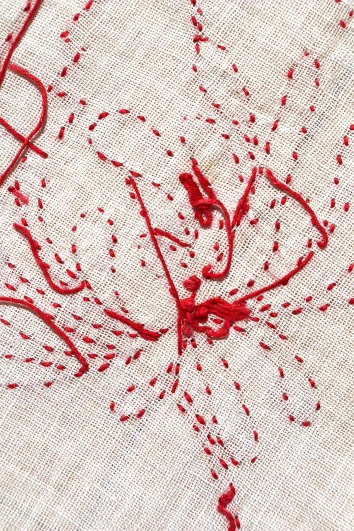 19th Victorian Red Work Layover Sham 夜