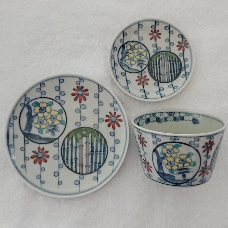 超希少 未使用 3点セット 福右衛門窯 中皿 そばちょこ 小皿 有田焼 伊万里焼