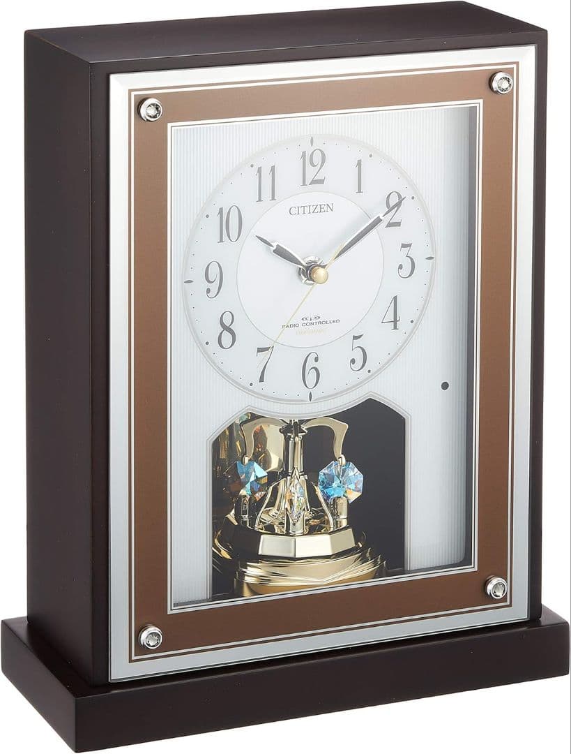 CITIZEN (RHYTHM) 電波置き時計 連続秒針 クリスタル使用
