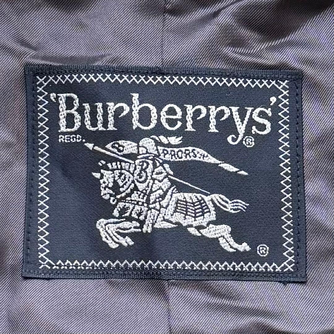 カシミヤ混 BURBERRY ステンカラーコート ストライプ ネイビー 濃紺