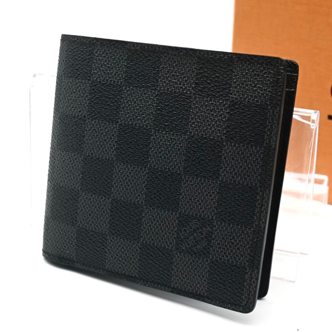 ルイヴィトン マルコ ダミエ グラフィット 二つ折り財布 ブラック グレー