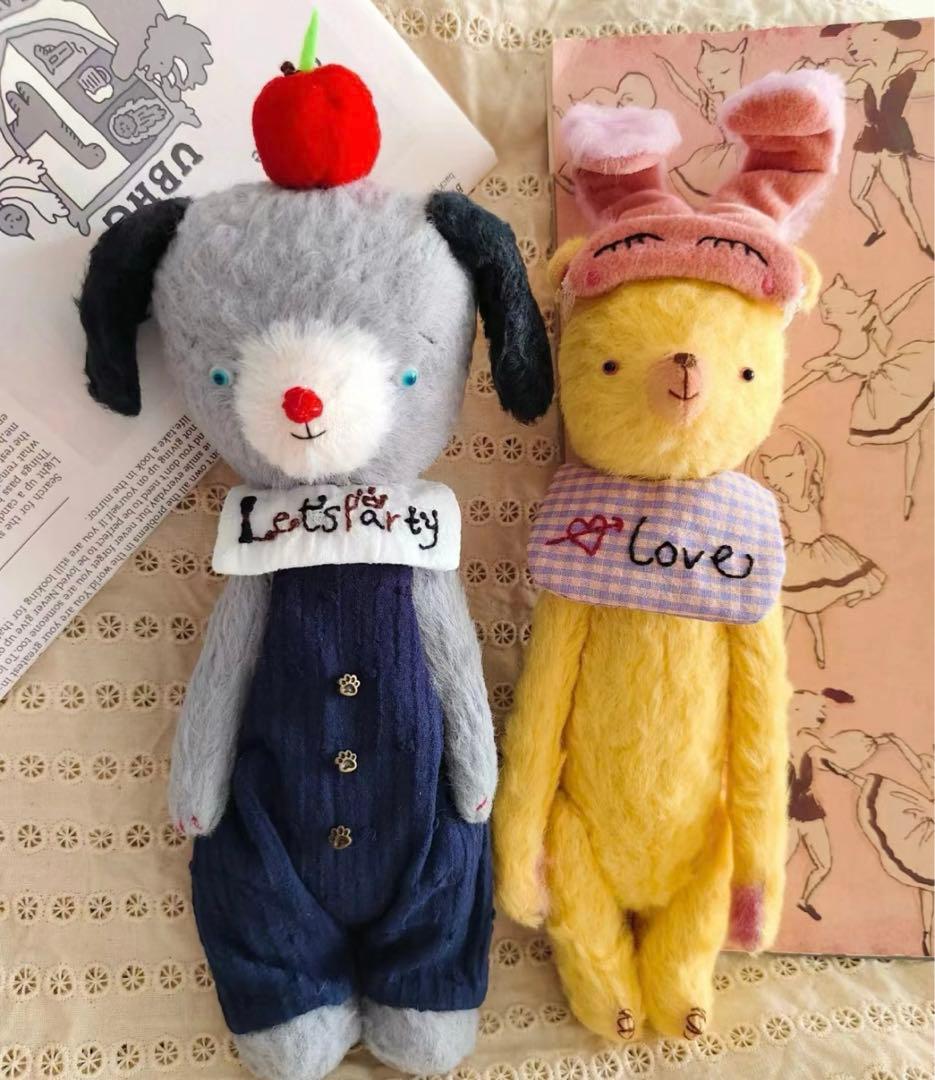 りんごワンワンとぴょんぴょんくま うさぎ 犬 海外作家様 ぬいぐるみ テディベア