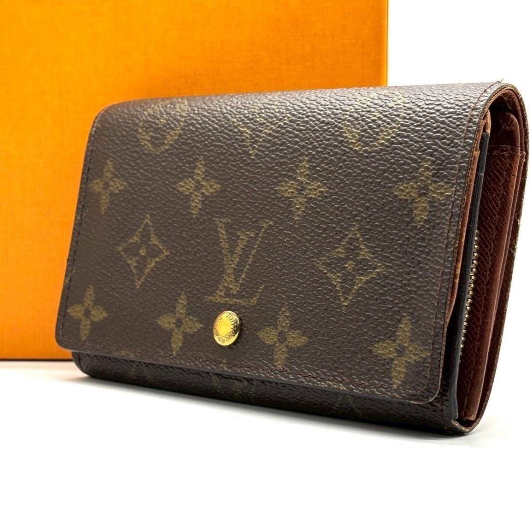 ぱ*ら様 ルイヴィトン 二つ折り財布 モノグラム ポルトモネビエ トレゾール 茶