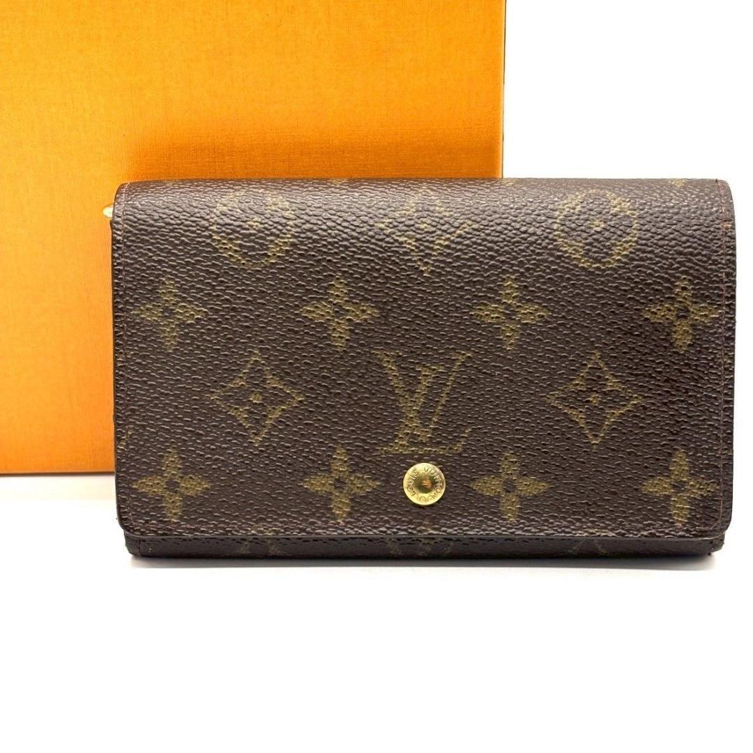 ぱ*ら様 ルイヴィトン 二つ折り財布 モノグラム ポルトモネビエ トレゾール 茶