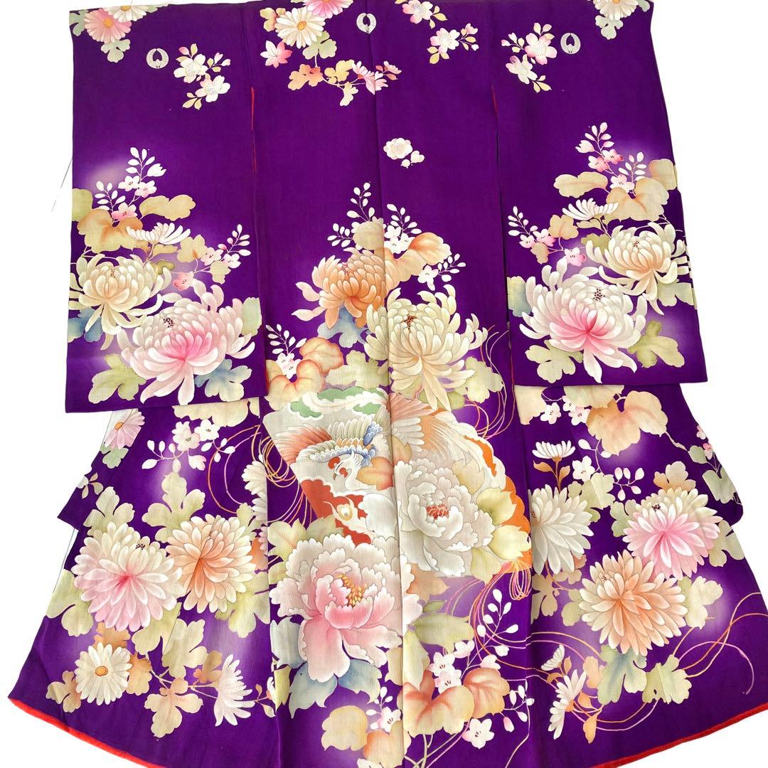 アンティーク　鳳凰　女の子　七五三　子供着物　 アンティーク着物　縮緬　NO6