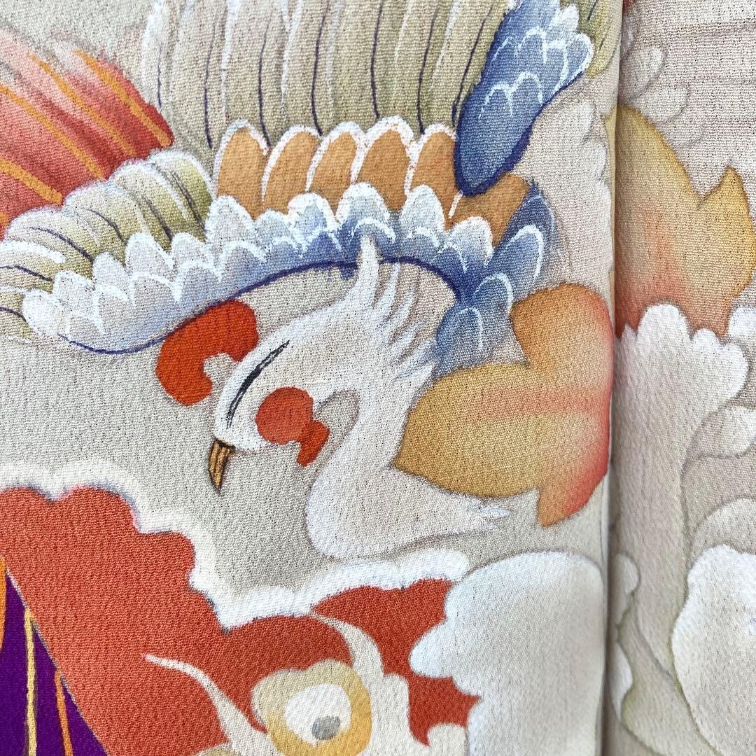 アンティーク　鳳凰　女の子　七五三　子供着物　 アンティーク着物　縮緬　NO6