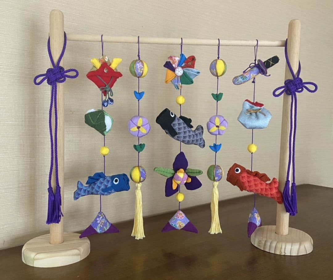 端午の節句 こどもの日 吊るし飾り置き型 1点物 現品限りちりめん細工